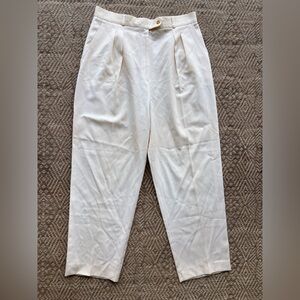 Céline Vintage Paris Wool Pleated Trousers Cream Womens EU 48‎ Made in France